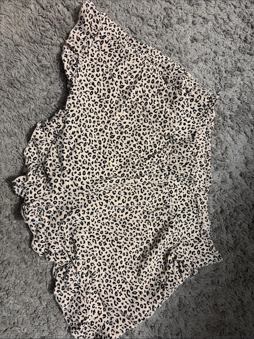 Leopard Print Ruffle Women's Shorts - Neutral Beige